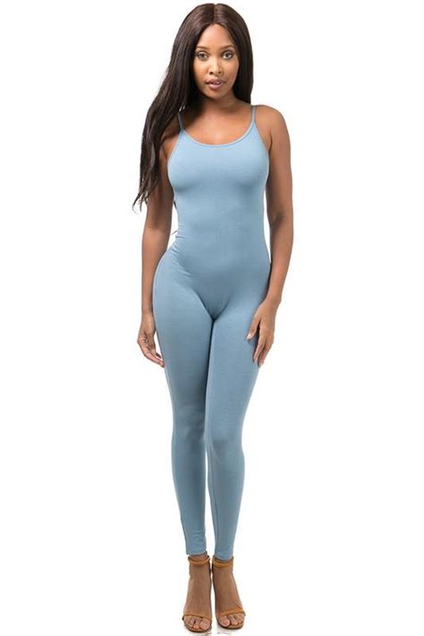 Women Casual Bodycon Scoop Back Sleeveless Full Length Bodysuit Jumpsuit Romper Ebay