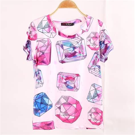 2016 New Topic 1 3d Printed Diamond T Shirt Women Tees Women Type T