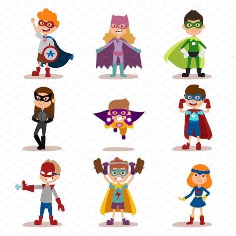 Superhero Kids Boys And Girls Vector ~ Illustrations ~ Creative Market