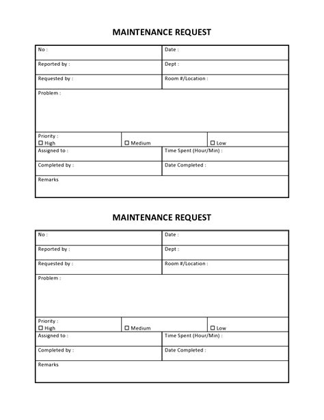 Free Printable Maintenance Request Form Template