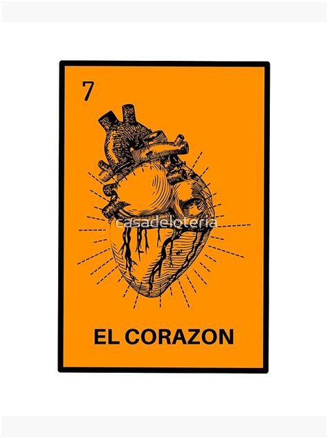 El Corazon Mexican Loteria Bingo Card Tarot Card Poster For Sale By Casadeloteria Redbubble