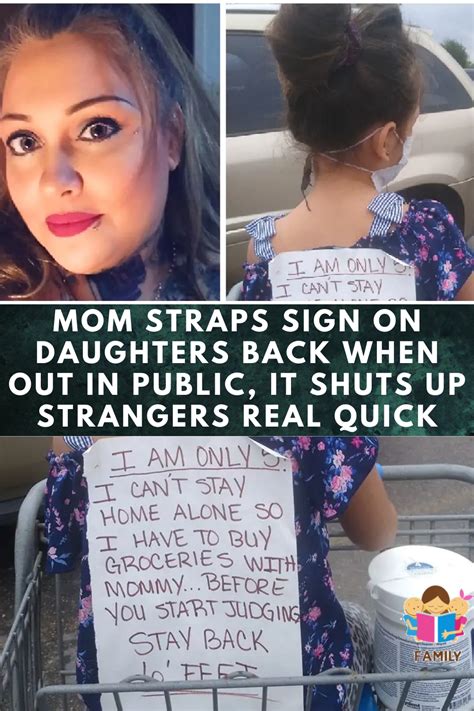 Mom Straps Sign On Daughters Back When Out In Public It Shuts Up Strangers Real Quick