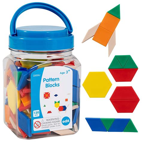 Edx Education Pattern Blocks Mini Jar Set Of 120