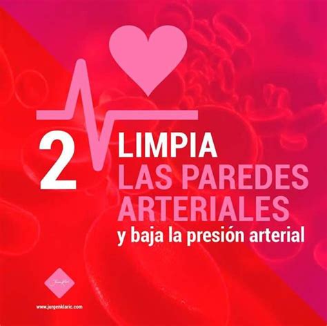 a red and pink background with the words 2 limppa las paredes artriales y baja la presion arteial