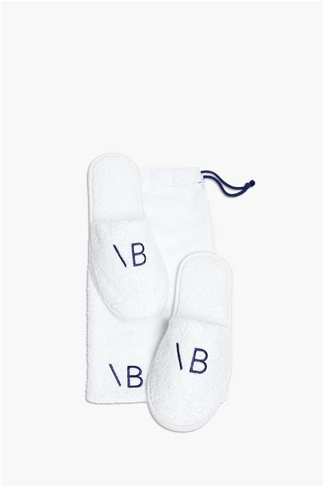 Vb Embroidered Slippers In Navy White Victoria Beckham Uk