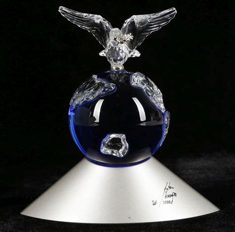 Swarovski Crystal Planet Visim 2000 A Blue Globe With Clear Crystal