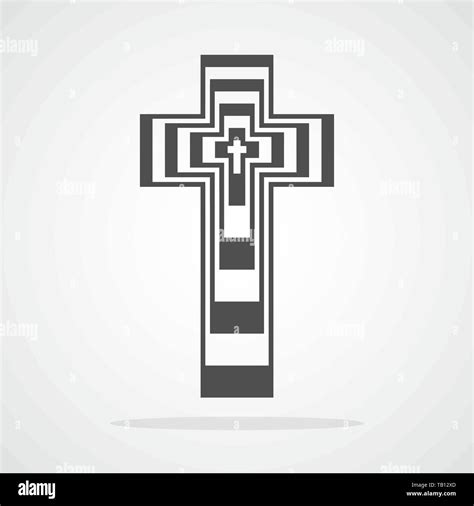 Gray Christian Cross Icon In Flat Design Vector Illustration Abstract