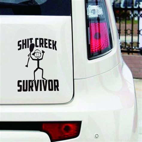 Car Styling Sticker Shit Creek Survivor Funny Camping Decal Bumper