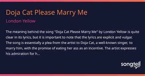 Meaning Of Doja Cat Please Marry Me By London Yellow