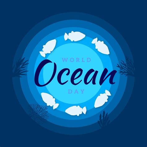 Feliz Día Mundial Del Océano Fondo Blanco Azul Diseño De Redes Sociales