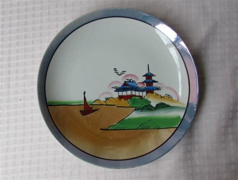 S Japanese Lusterware Plate Handpainted Tea House Tea House Hand Painted Plates