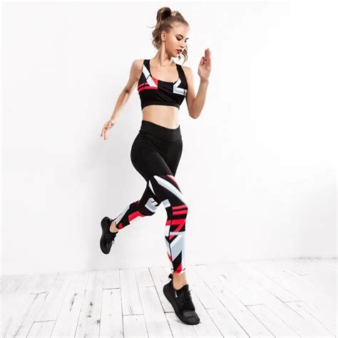 Sexy Sports Wear For Women Gym Running Suit Women Slim Fit Two Piece Suit Print Jogging Suits
