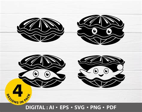 Silhouette Cut File Dxf Svg Oyster Silhouette Svg Instant Download