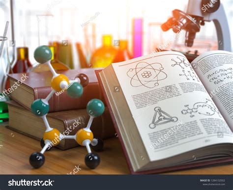 Chemistry Laboratory Equipment Microscope Flasks Vials Stock