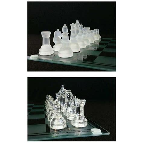 2in1 Frosted Glass Checkerschess Board Set 25 X 25cm Board Gametoy