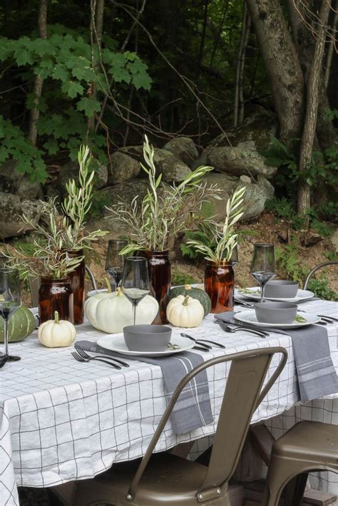 Outdoor Dining Gray Green And Amber Fall Tablescape Seasons Of Home