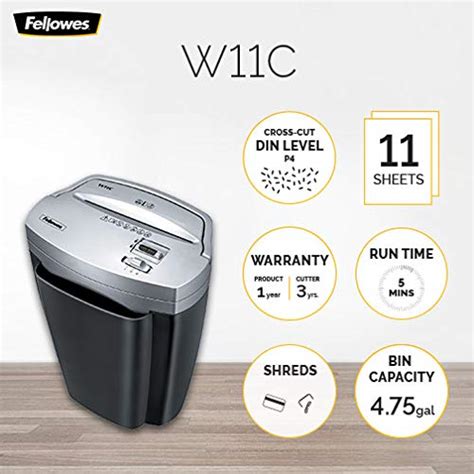 Fellowes 3103201 Powershred W11c 11 Sheet Cross Cut Paper And Credit