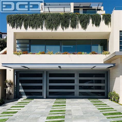 Custom Glass Garage Door With Large Horizontal Windows Fitted With