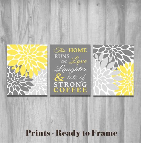 Maybe you would like to learn more about one of these? SALE Kitchen Wall Art Set This Home Runs on Love Laughter and Lots of Strong Coffee Flower ...