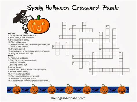 For example, the first two lines. 7 Halloween Crossword Printable - Medium level