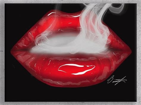 Red Smoking Lips Canvas Print Giovannies Originals