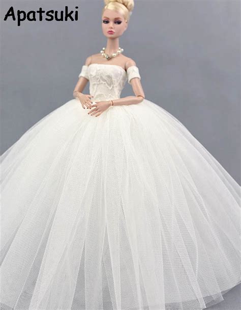 White 16 Wedding Dress For Barbie Doll Princess Evening Party Clothes