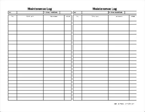 Generator Maintenance Log Sheet ~ Excel Templates