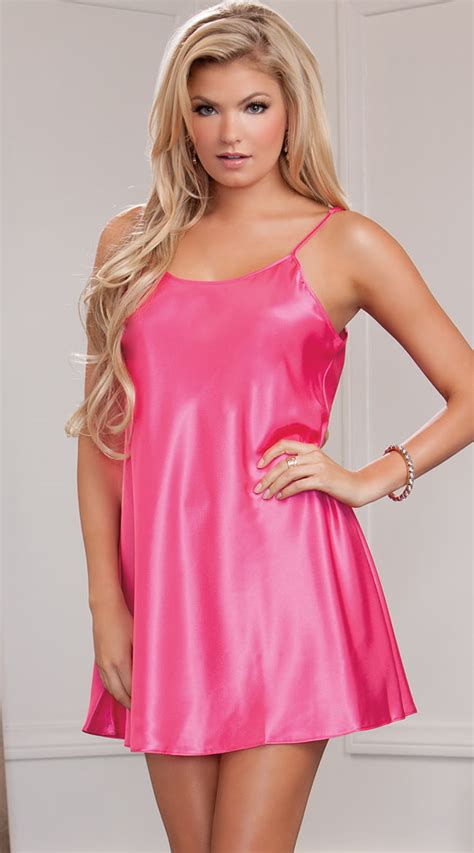 Icollection Show Off Satin Chemise Womens Chemise Lingerie