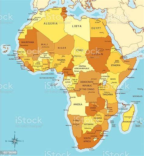 แผนที่แอฟริกากับประเทศและเมือง ภาพประกอบสต็อก ดาวน์โหลดรูปภาพตอนนี้