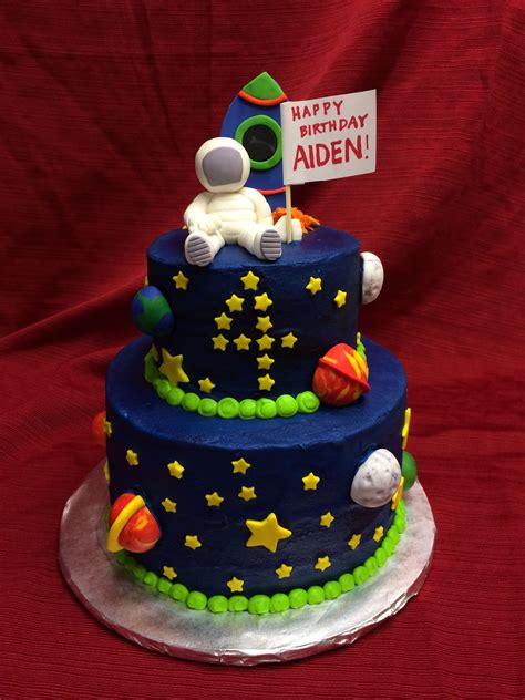 Space Themed Cake With Astronaut And Rocket Themed Cakes Cake