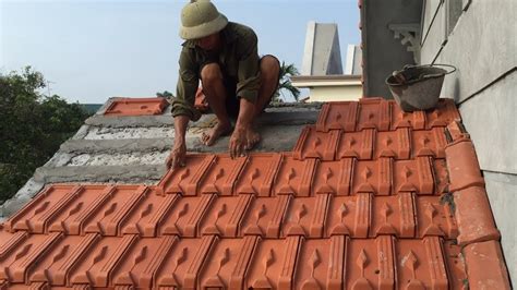 Construction Project Install Easy Concrete Awnings With Tile Roofing