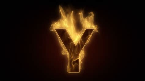 Fiery Letter Y Burning In Loop With Particles Stock Footage Video