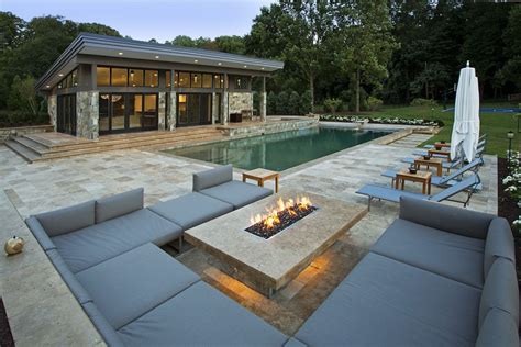 Modern Fire Pit Outdoor Lounge And Pool House Outdoor Spaces Pool