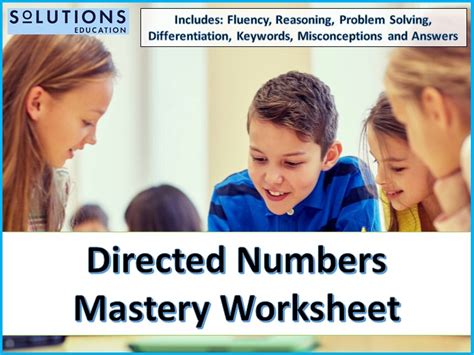 Directed Numbers Mastery Worksheet Teaching Resources