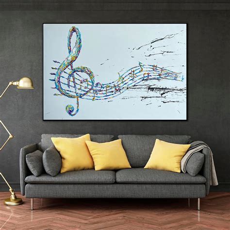 Abstract Painting Canvas Music Note Painting Treble Clef Art Etsy