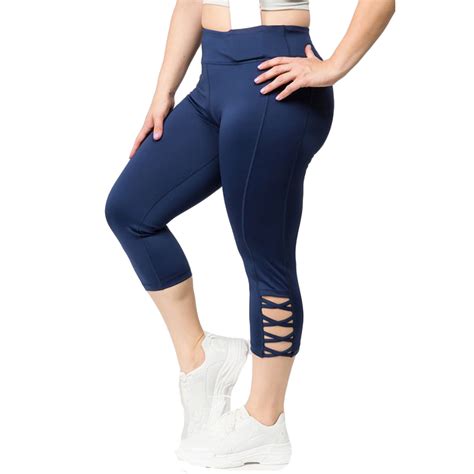 Women S Stretchy Active Lattice Capri Cutout Workout Leggings Plus Size Walmart Canada