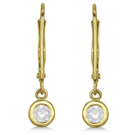Leverback Dangling Drop Diamond Earrings 14k Yellow Gold 0 30ct IE207