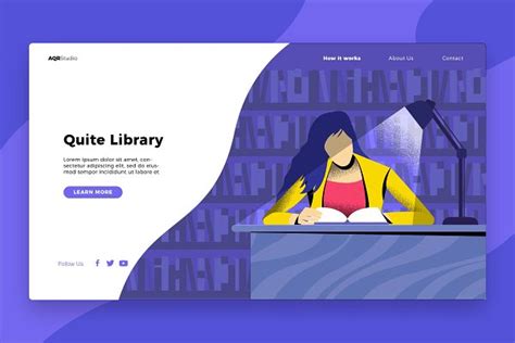 Library Banner And Landing Page Pre Designed Illustrator Graphics