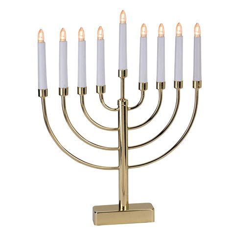 Gold Tone Metal Electric Menorah