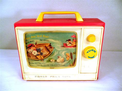 Vintage Fisher Price Two Tone Giant Screen Music Box Tv 1966 Vintage