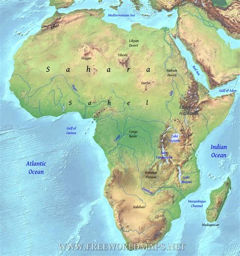 Physiographic Map Of Africa Student Handout United States Map