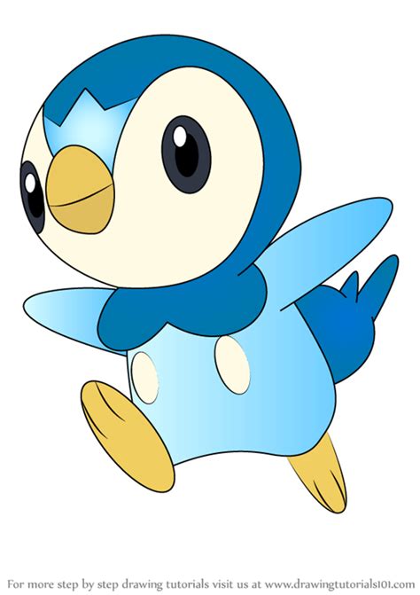 Learn How To Draw Piplup From Pokemon Pokemon Step By