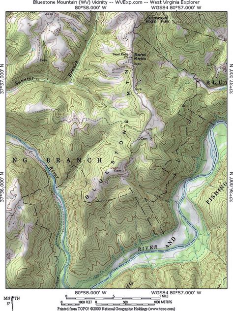 Map Showing Bluestone Mountain West Virginia Explorer