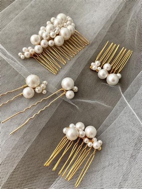 Pearls Headpiece For Wedding Bride Bridal Pearl Hair Pins Etsy Pearl Hair Pins Hair