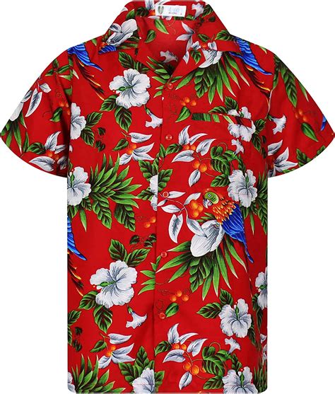 Vho Funky Hawaiian Shirt Mens Short Sleeve Front Pocket Hawaiian