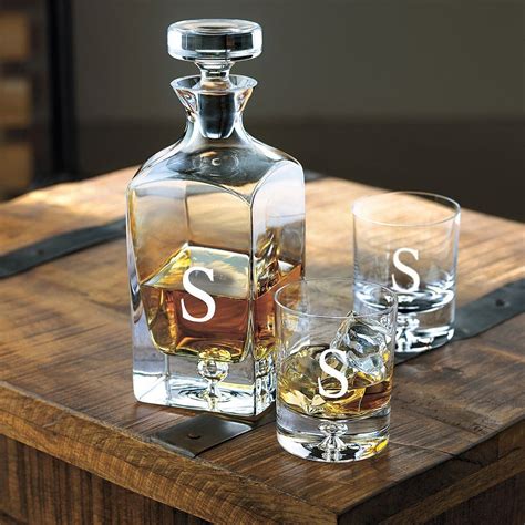 Lexington Whiskey Decanter And Glasses Set With Single Initial Monogram Whiskey Decanter