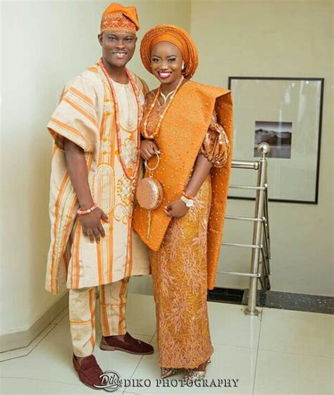 Yoruba Couple In Aso Oke Traditional Wedding Attire Clipkulture