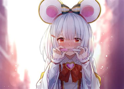 1600x900px Free Download Hd Wallpaper Anime Anime Girls Mouse Ears White Hair Red Eyes