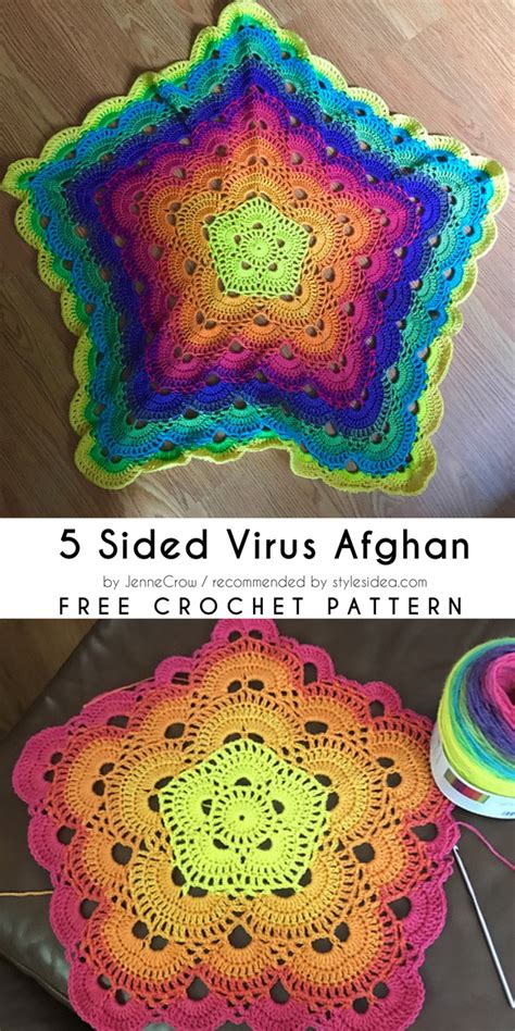 5 Sided Virus Crochet Afghan Free Pattern 4 Styles Idea