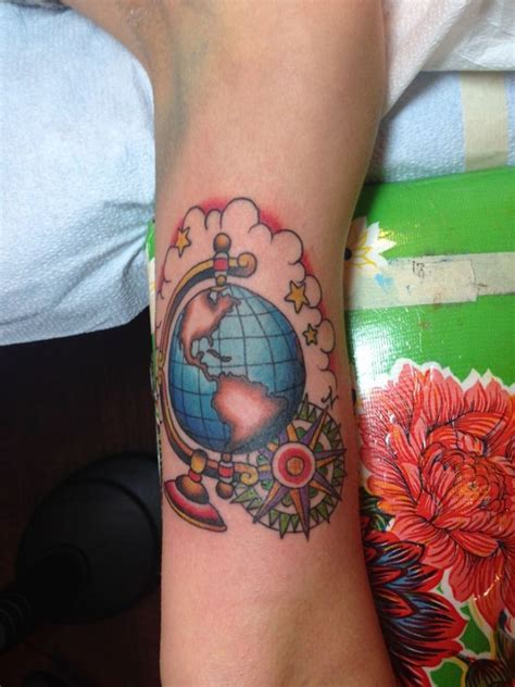 Globe Tattoo With Compass Tattoomagz › Tattoo Designs Ink Works